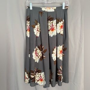 Gray Floral Midi Skirt- Small
